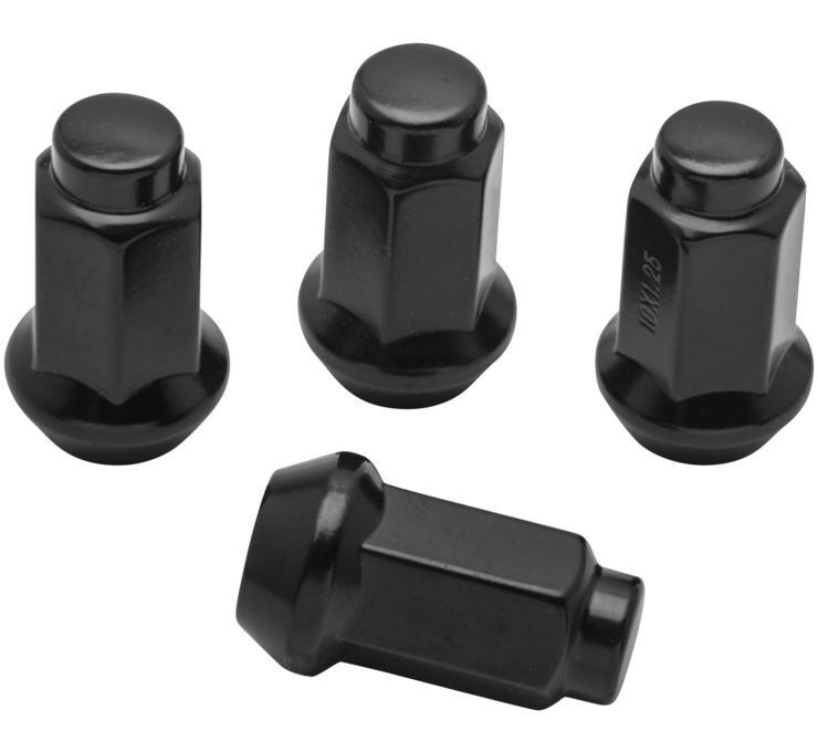 QuadBoss Black Lug Nuts 10x1.25 14mm OD Set of 4 - Click Image to Close