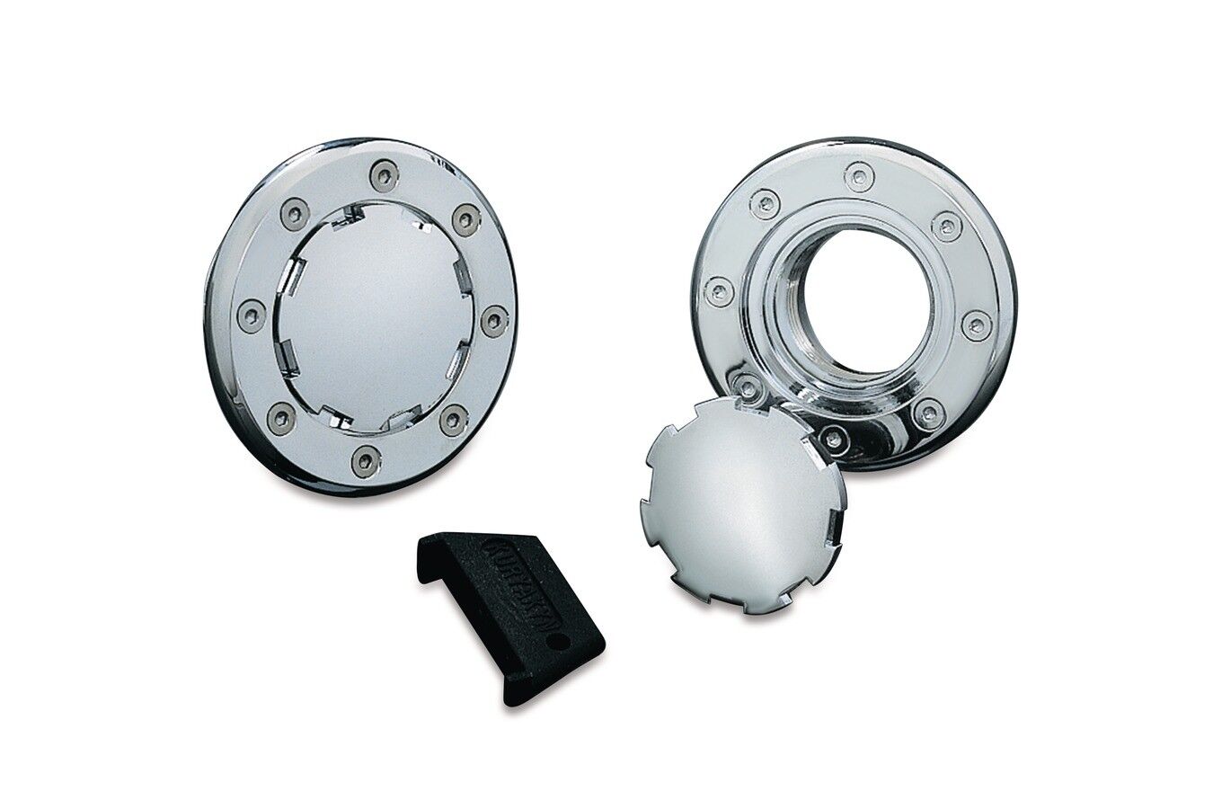Kuryakyn Flush Mount Gas Caps Non-Vented Chrome - Click Image to Close