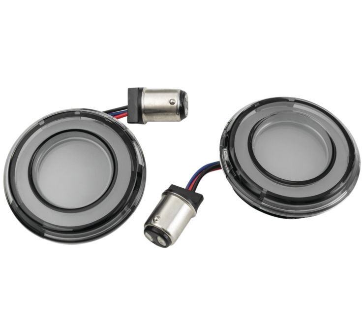 Tracer L.E.D. Front Turn Signal Insert White/Amber with Smoke Lens by Kuryakyn - Click Image to Close