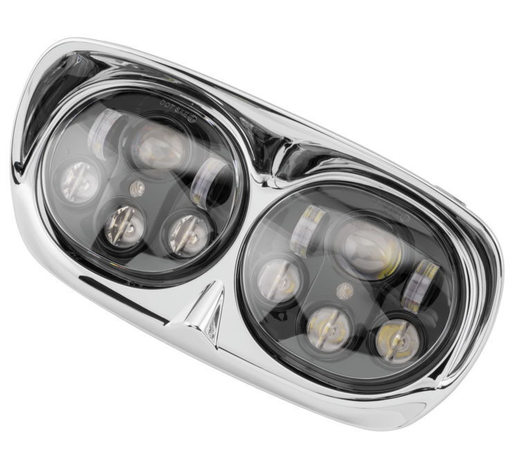 Letric Lighting Dual 5.75" LED Headlight Black/Chrome Fits Road Glide - Click Image to Close