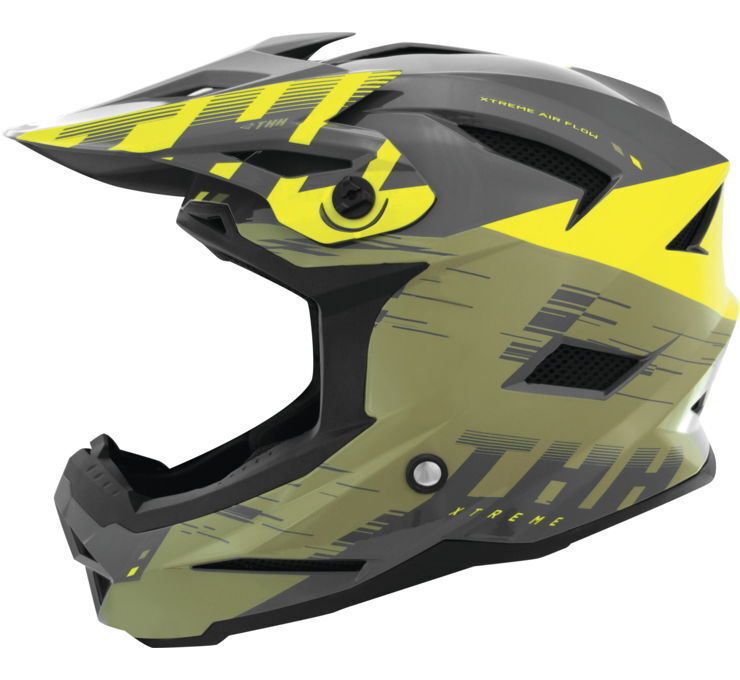 THH Helmets T-42 BMX Xtreme Helmet Khaki/Yellow LG - Click Image to Close