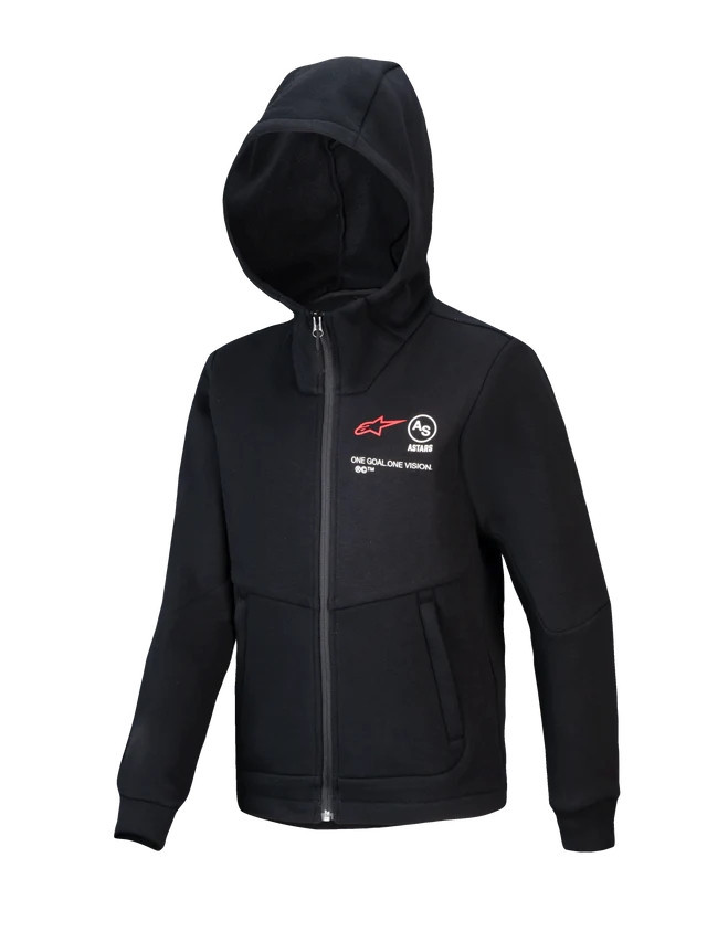 Alpinestars Youth Racer MX Fleece Hoodie Black Small - Youth MX fleece hoodie in black, size small - Click Image to Close