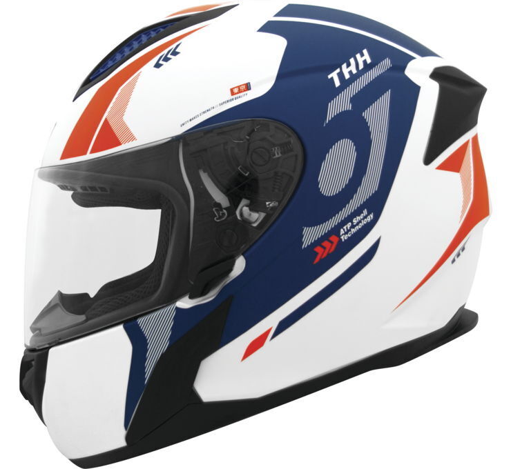THH T810S Hayate Full Face Helmet White/Navy XL - Click Image to Close