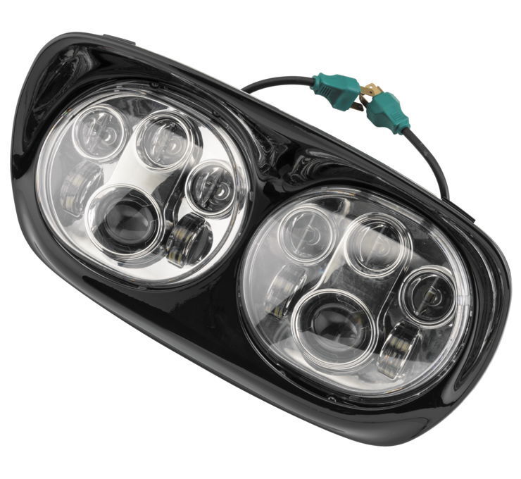 Letric Lighting LED Headlight Dual 5.75" Chrome/Black For Road Glide - Click Image to Close