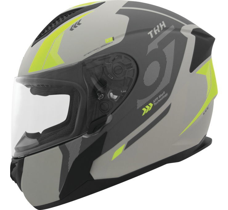 THH T810S Hayate Full Face Helmet Grey/Yellow Large - Click Image to Close