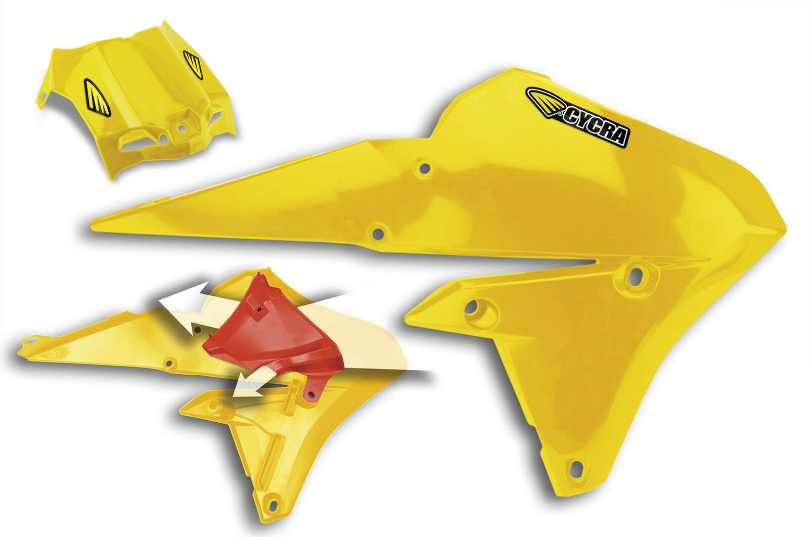 Cycra Powerflow Intake Radiator Shrouds Gold Fits 14-18 Yamaha YZ250F/YZ450F - Click Image to Close