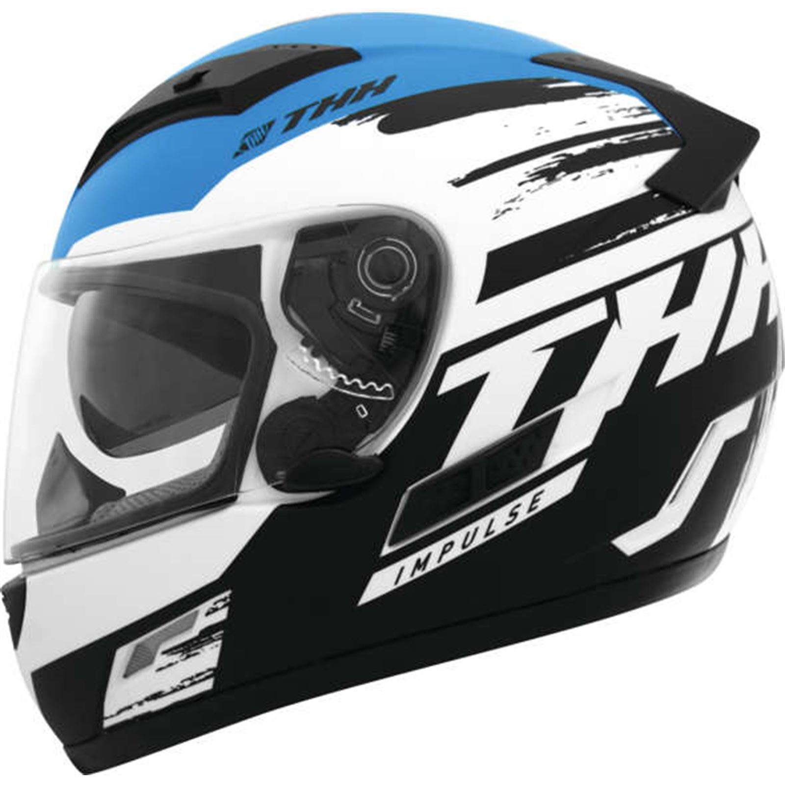 THH TS-80 Impulse Full Face Helmet Black/Blue Medium - Click Image to Close
