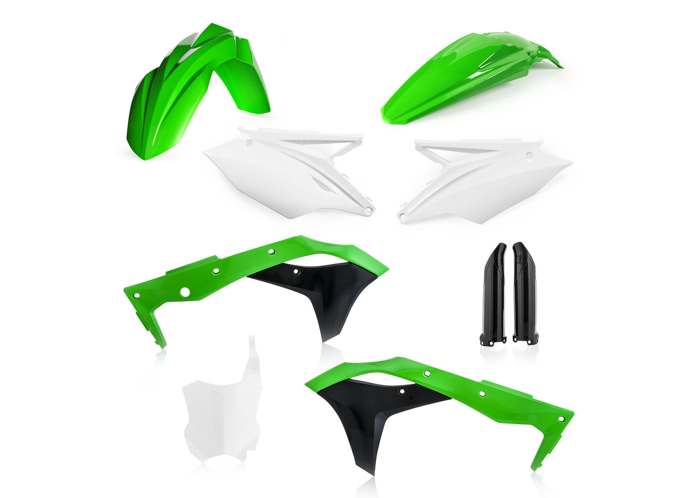 Full Plastic Kit - Green/White/Black Original 2018 - For 2018 Kawasaki KX250F - Click Image to Close