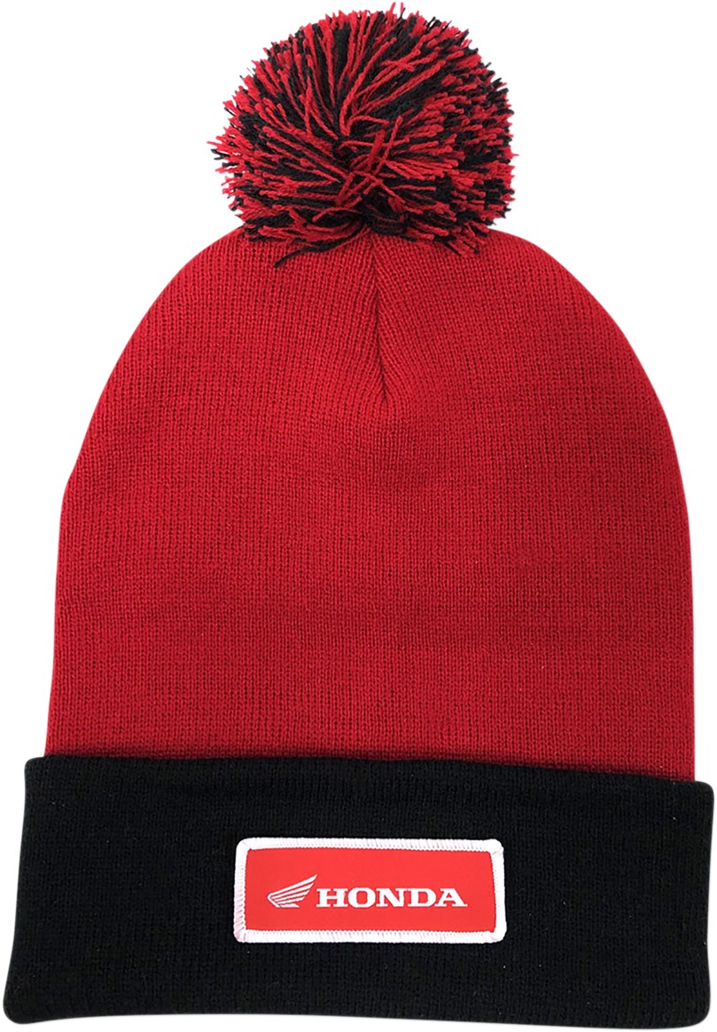 Men's Honda Pom Beanie Red/Black One Size by Factory Effex - Click Image to Close