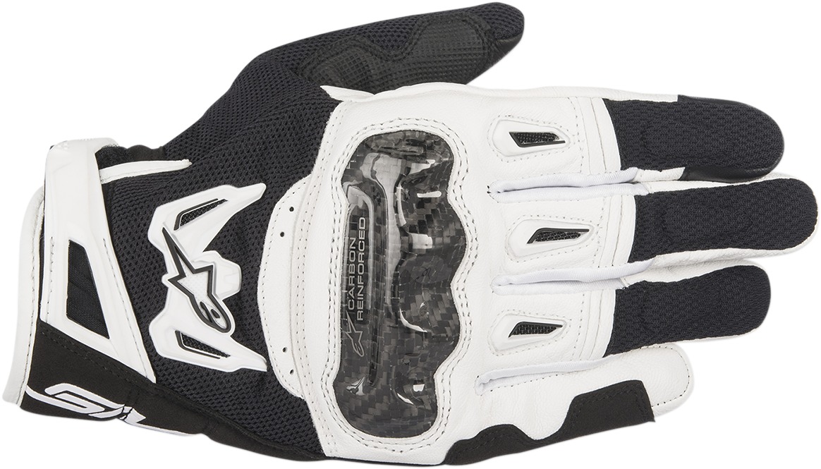 SMX-2 V2 Air Carbon Motorcycle Gloves Black/White Small - Click Image to Close