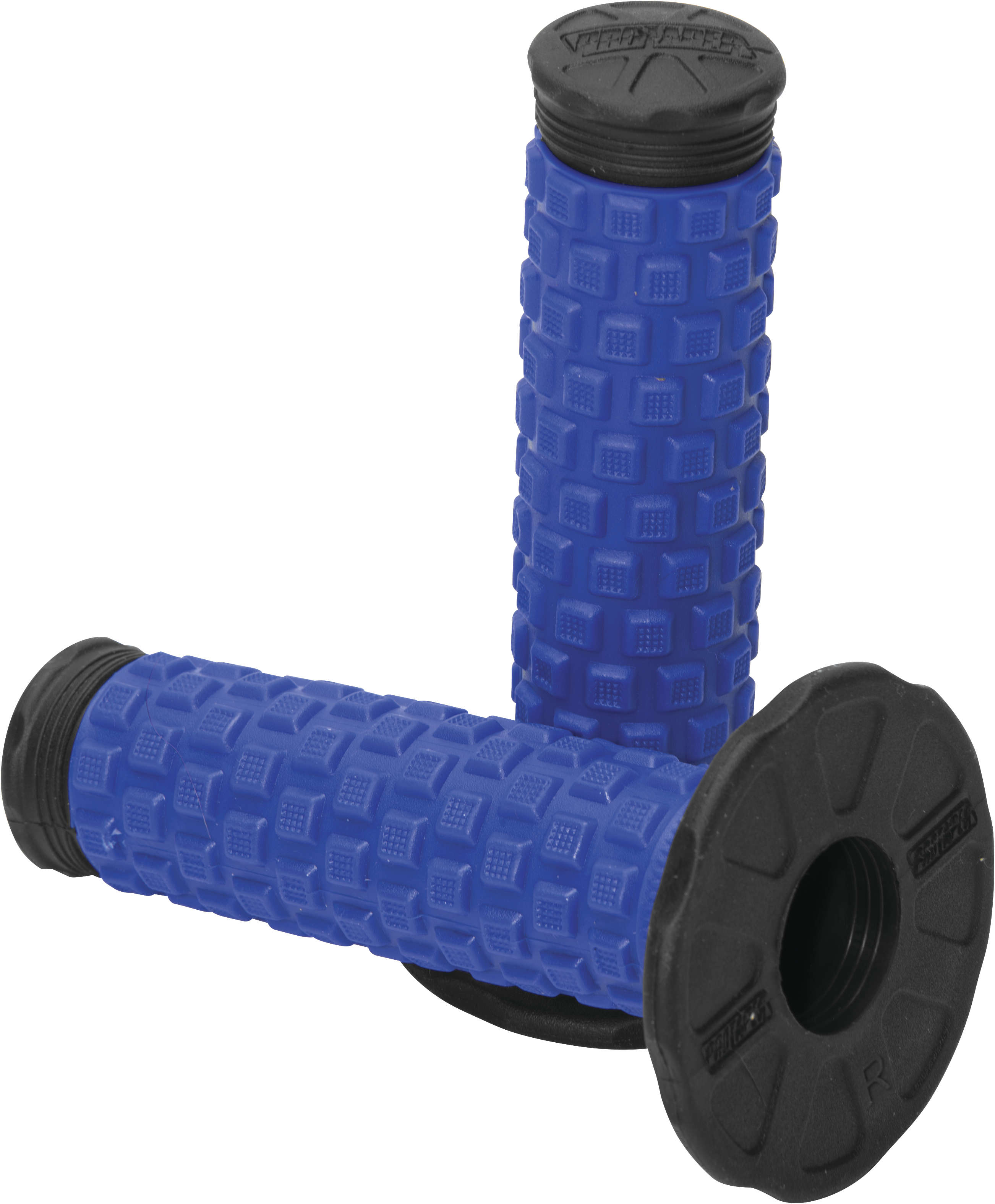 Pillow Top Motorcycle Grips - Blue & Black - For 7/8" Bars w/ Twist Throttle - Click Image to Close