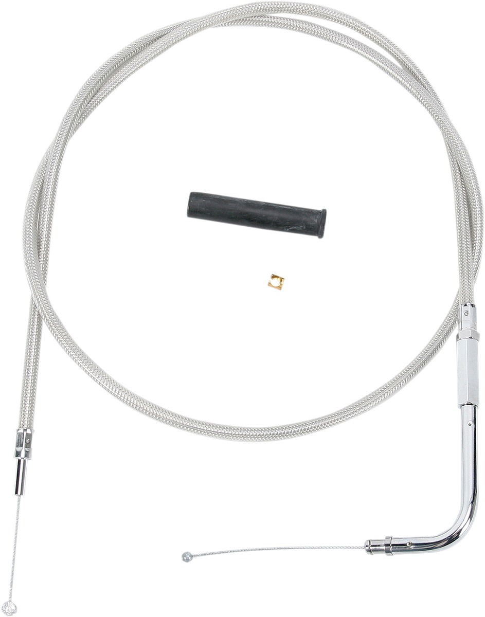 Drag Specialties Braided Throttle Cable 47.5in For Harley-Davidson - Stainless braided throttle cable For Harley-Davidson - Click Image to Close