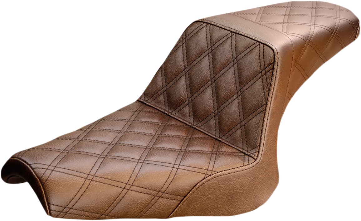 Step-Up Lattice Stitched 2-Up Seat Brown - For 13-19 Yamaha XVS950 Bolt - Click Image to Close
