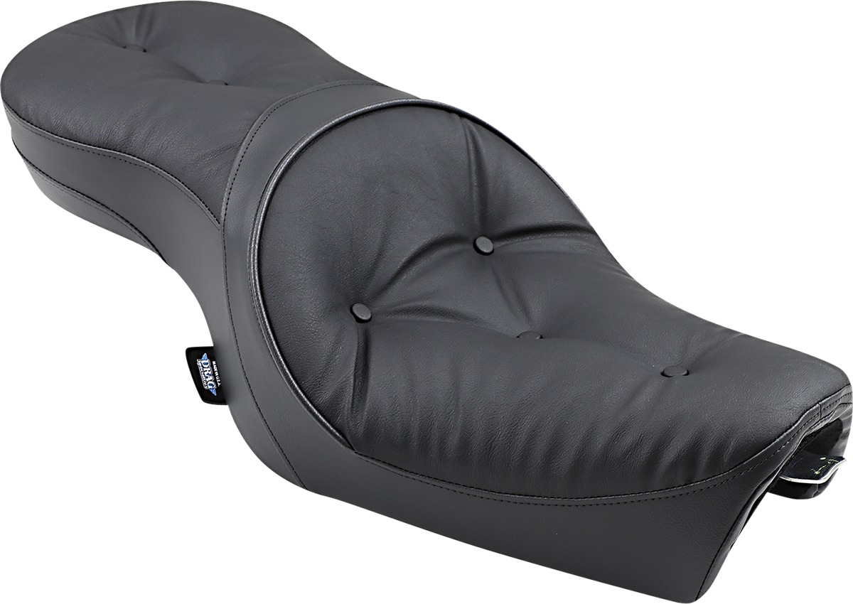 Low-Profile Pillow Vinyl 2-Up Seat - Black - For 04-20 Harley XL - Click Image to Close