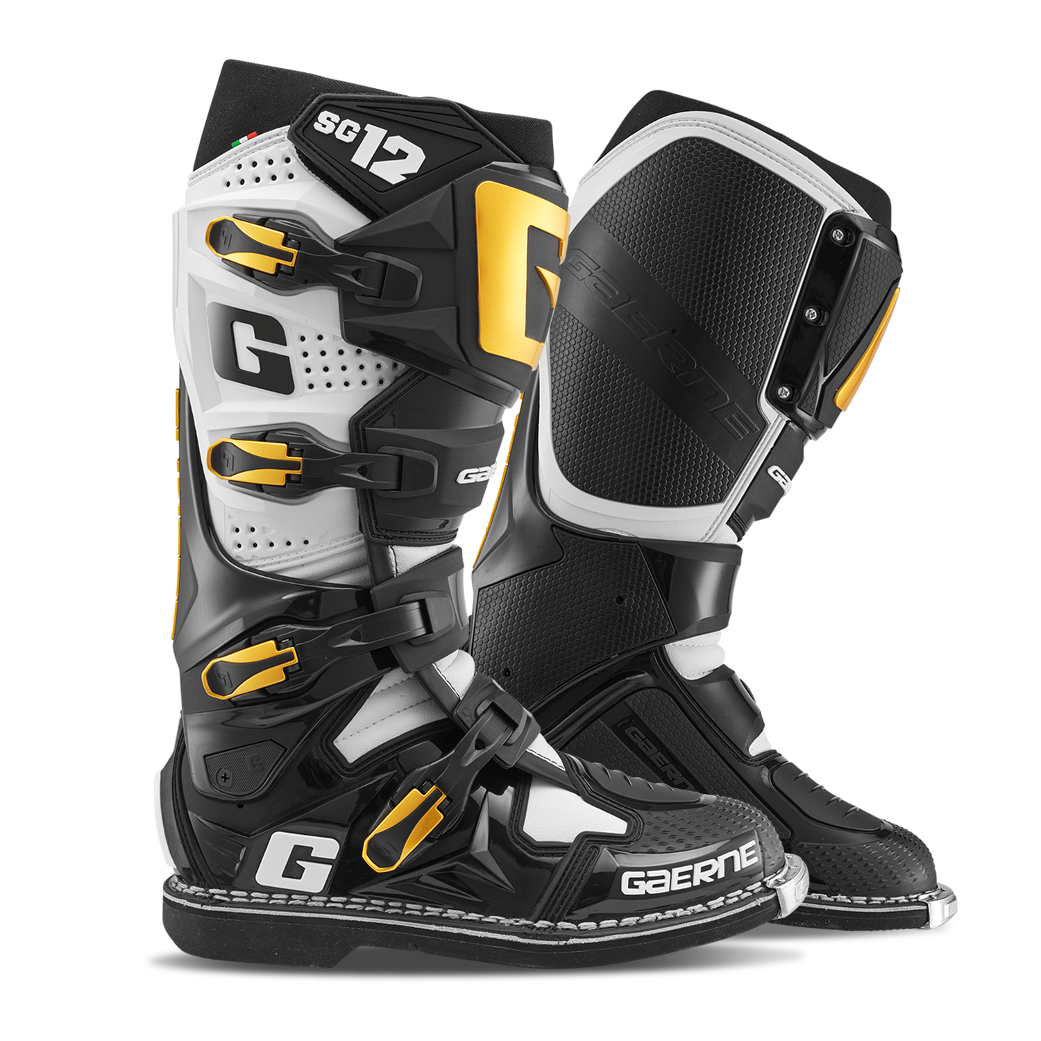 Gaerne SG-12 Luxe Motocross Boots - Size 12 - Premium offroad boots with dual-stage pivot - Click Image to Close