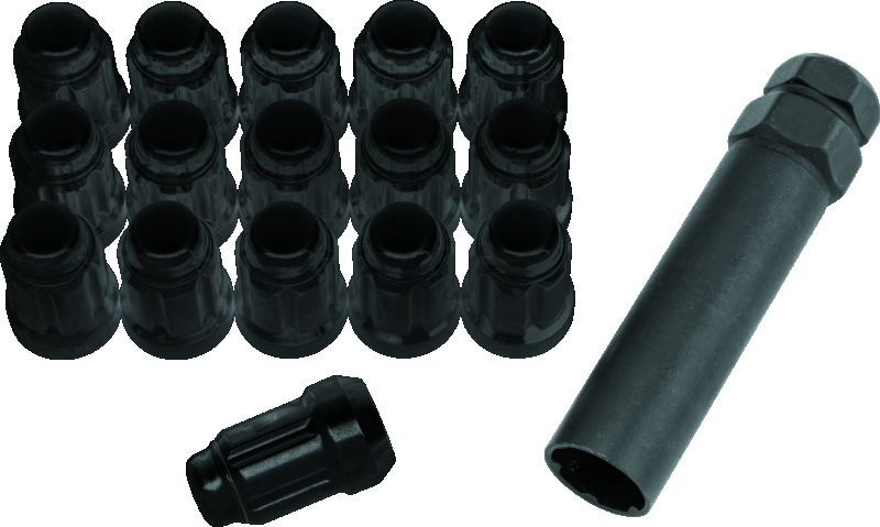 QuadBoss Spline Lug Nuts 12x1.25 - Black - Splined 12x1.25mm lug nuts in black finish - Click Image to Close