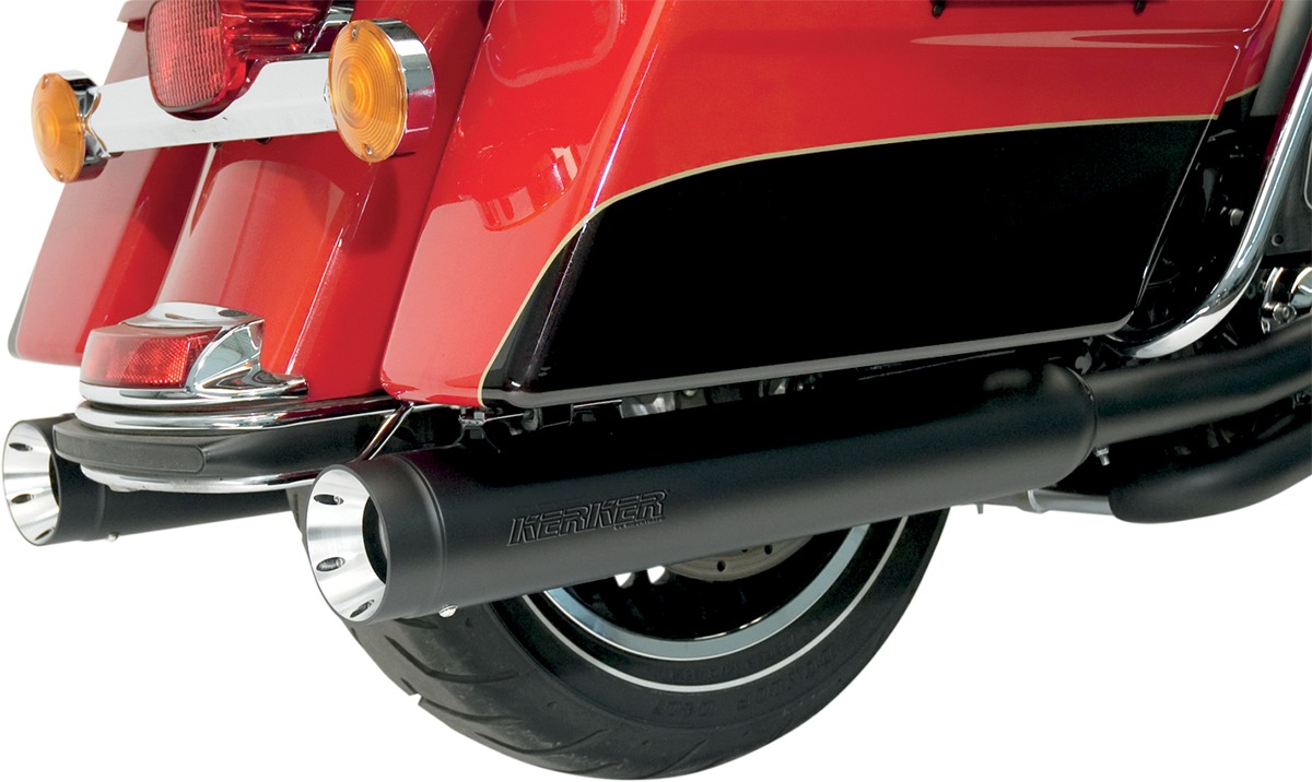Black Ceramic Stout Dual Slip On Exhaust - For 10-16 Harley Touring - Click Image to Close