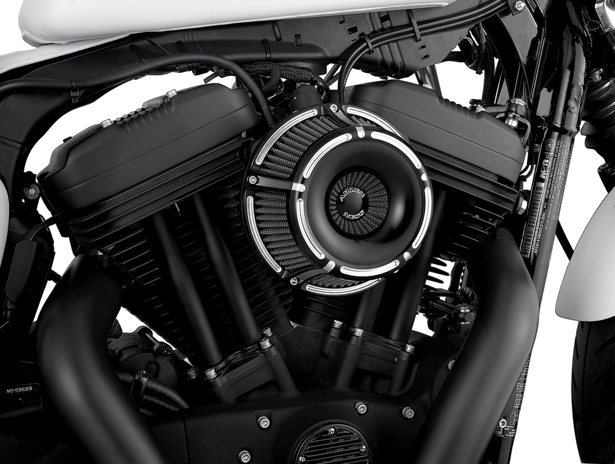 Arlen Ness Slot Track Inverted Air Cleaner Kit Contrast Cut Black - Click Image to Close
