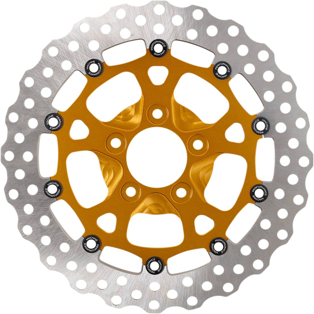 Performance Machine Dominator 11.8" Front Brake Rotor Gold Anodized - Click Image to Close