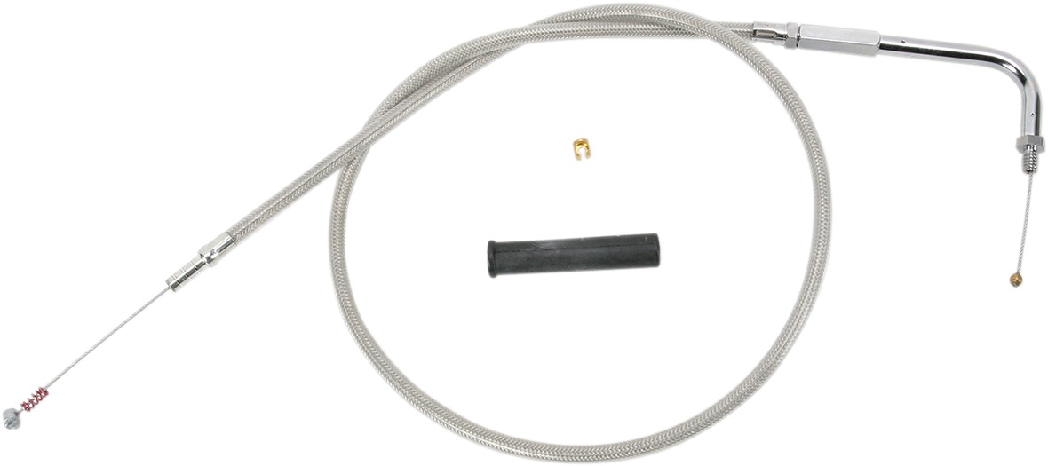 Drag Specialties Stainless Braided Idle Cable 52in For Harley-Davidson - Braided idle cable for Harley-Davidson models - Click Image to Close