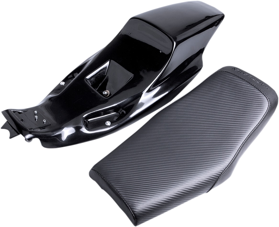 Eliminator Faux Carbon Fiber Solo Seat - Black - For 04-20 Harley XL - Click Image to Close