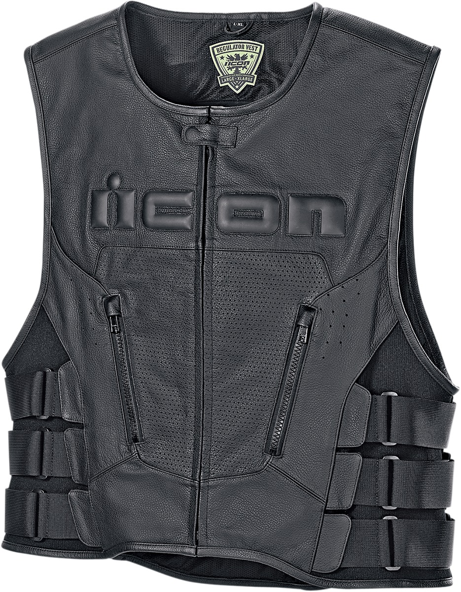 D30 Leather Vest - Black Men's 2XL/3XL - Click Image to Close