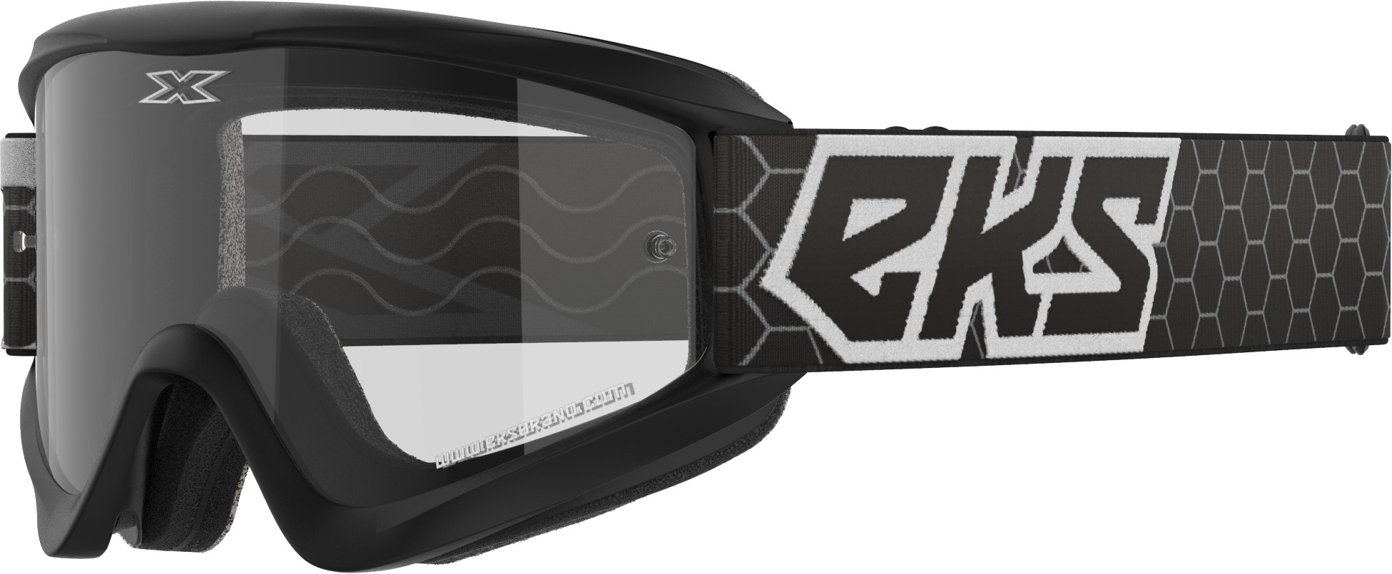 EKS Brand GOX Flat Out Goggle Black/White Clear Lens Offroad - Clear lens offroad goggle in black/white - Click Image to Close