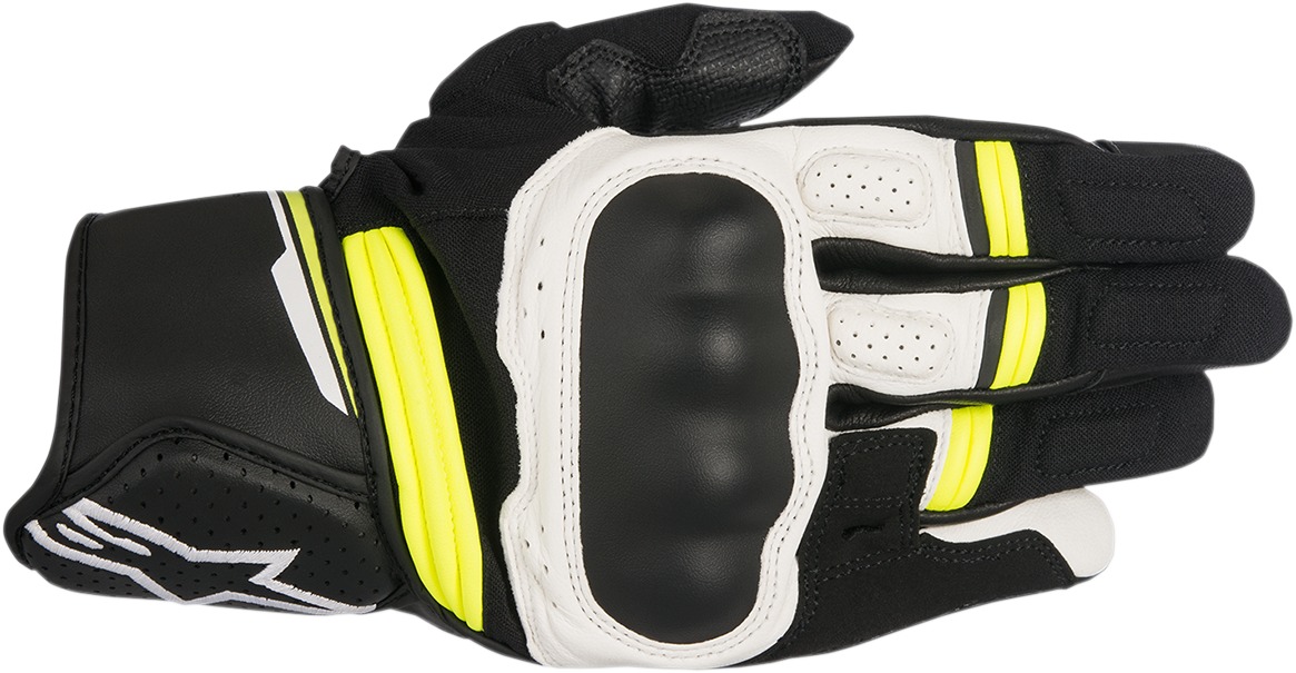 Booster Motorcycle Gloves Black/Yellow/White X-Large - Click Image to Close
