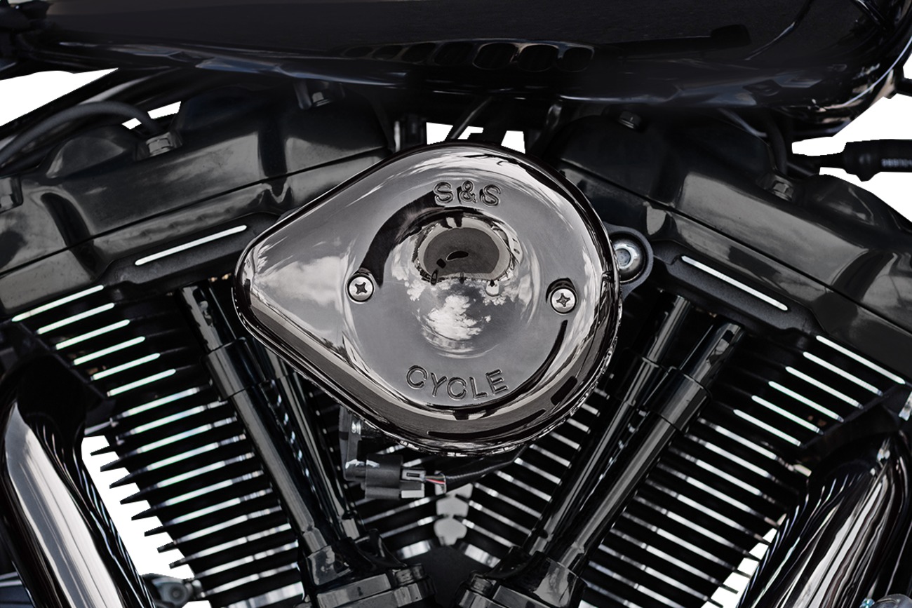 S&S Stealth Teardrop Air Cleaner Kit Lava Chrome For Harley M8 17-23 - Click Image to Close