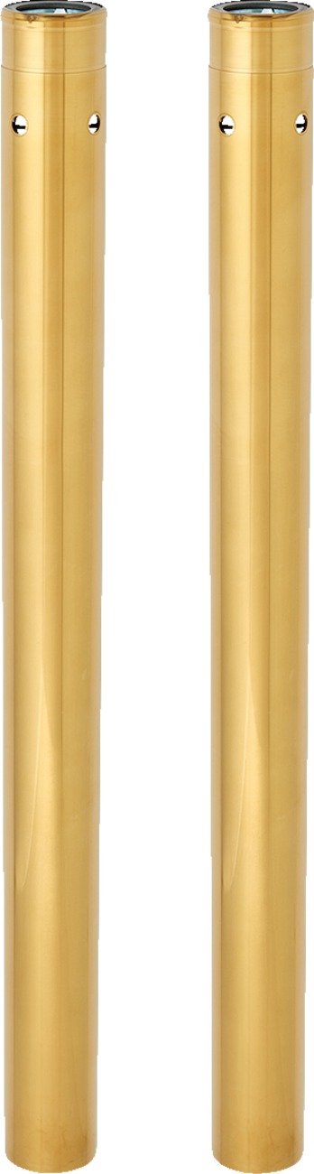 Arlen Ness Gold Fork Tubes 49mm, Pair For Harley-Davidson Touring - Gold 49mm fork tubes, pair. For Harley Touring models. - Click Image to Close