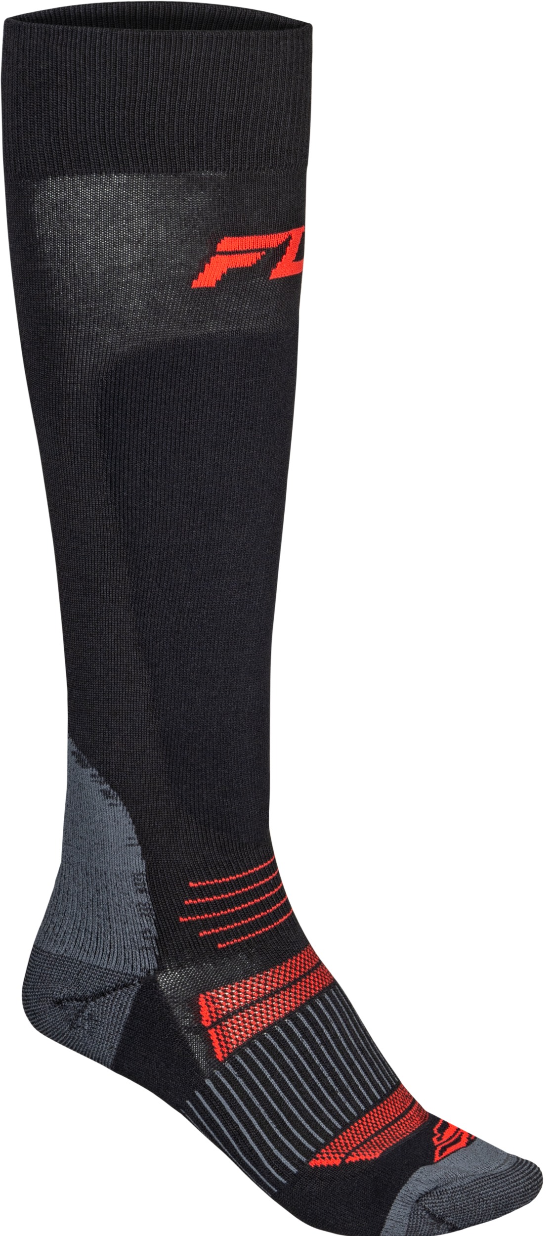 Fly Racing Snow Midweight Wool Socks Black LG/XL - Midweight wool socks for snow riding - Click Image to Close