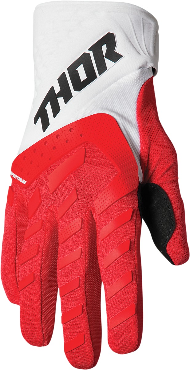 THOR Spectrum Gloves Men's 2XL Red/White - Durable MX gloves with touchscreen tips - Click Image to Close
