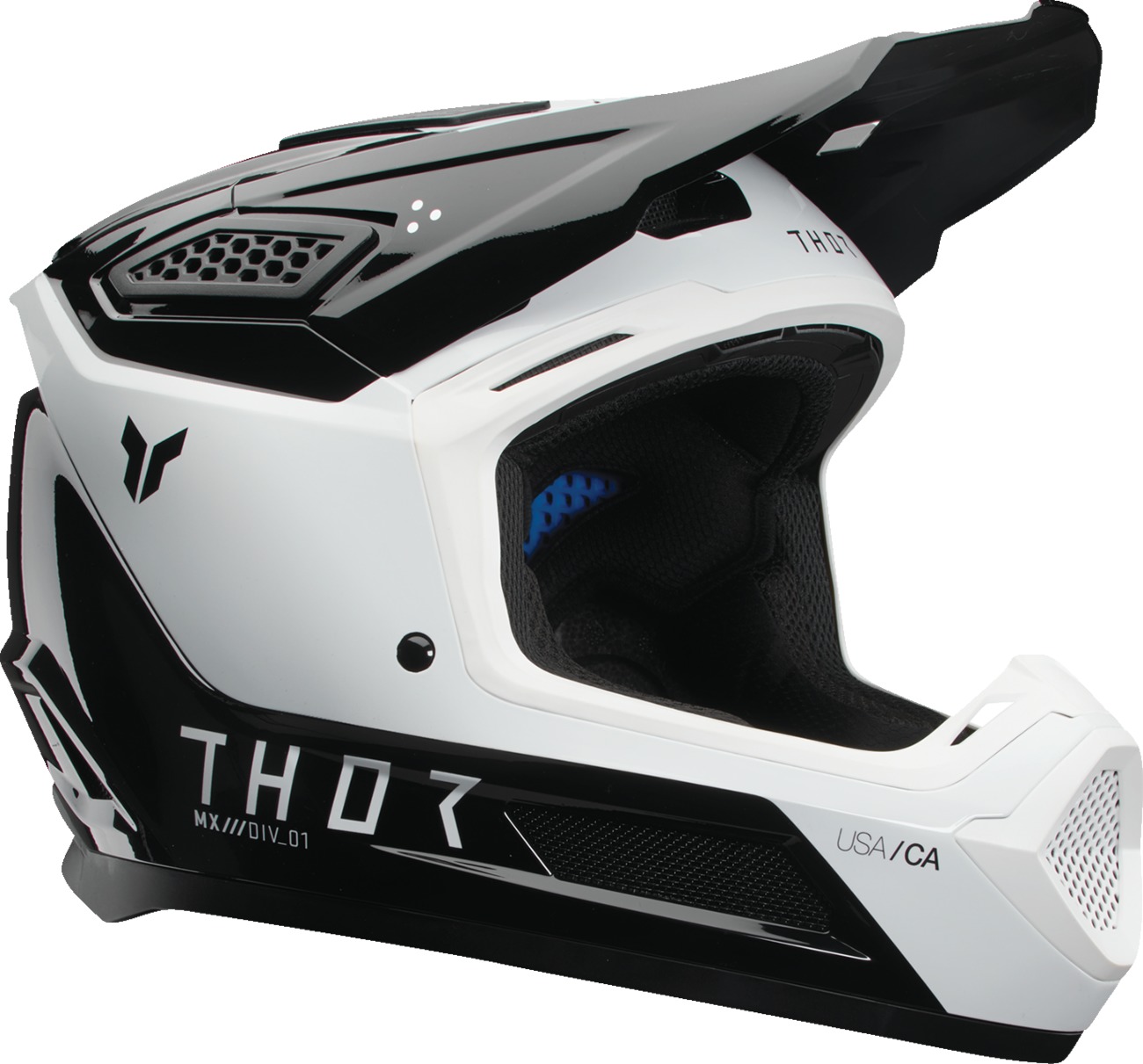 Thor Fleet Storm Helmet XS Gloss White/Black - MX helmet with ERT tech, XS size, gloss white/black - Click Image to Close