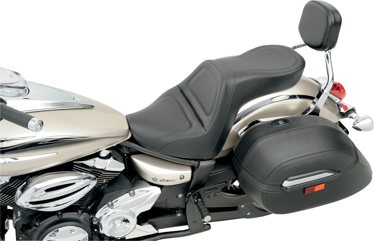 Explorer Stitched 2-Up Seat Black Gel - For 09-17 Yamaha XVS950 V-Star - Click Image to Close