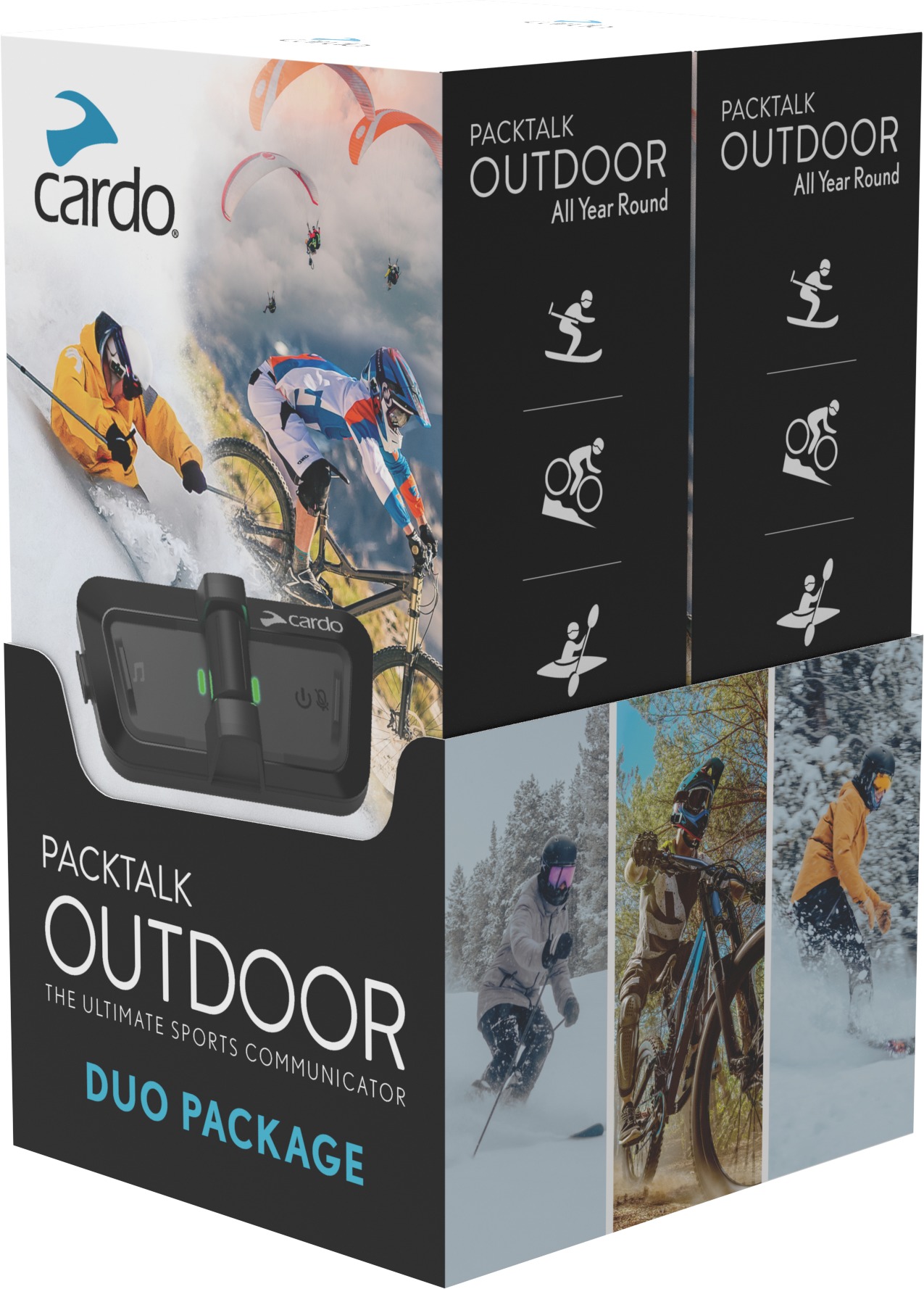 Cardo Packtalk Outdoor Duo Black Communication System - Wireless hands-free intercom for outdoor use - Click Image to Close