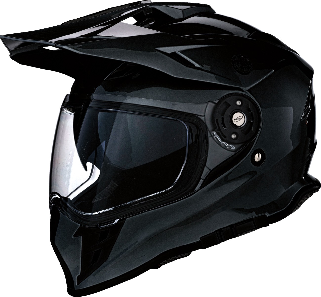 Z1R Range 2.0 Helmet 2XL Black Gloss - Dual sport helmet with drop-down sun visor - Click Image to Close