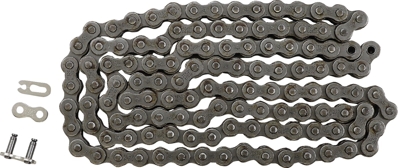 JT Chains 520HDS 120-Link Raw Drive Chain - Super heavy-duty 520 chain, 120 links, clip link - Click Image to Close