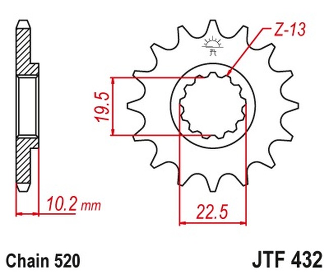 Front Steel Countershaft Sprocket - 11 Tooth 520 - Click Image to Close