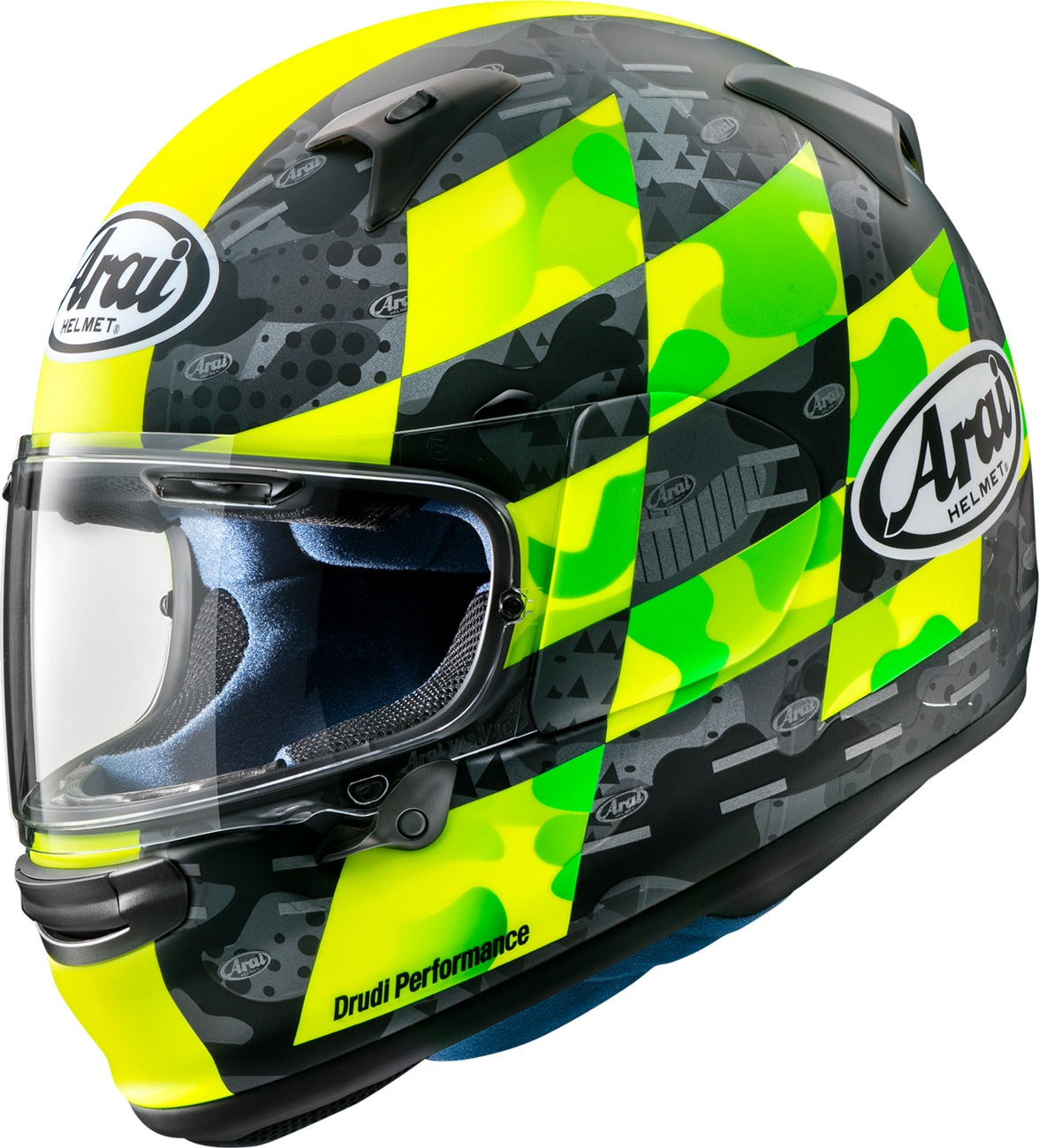 Arai Regent-X Patch Helmet Large Yellow Matte - Full-face helmet with matte yellow finish - Click Image to Close