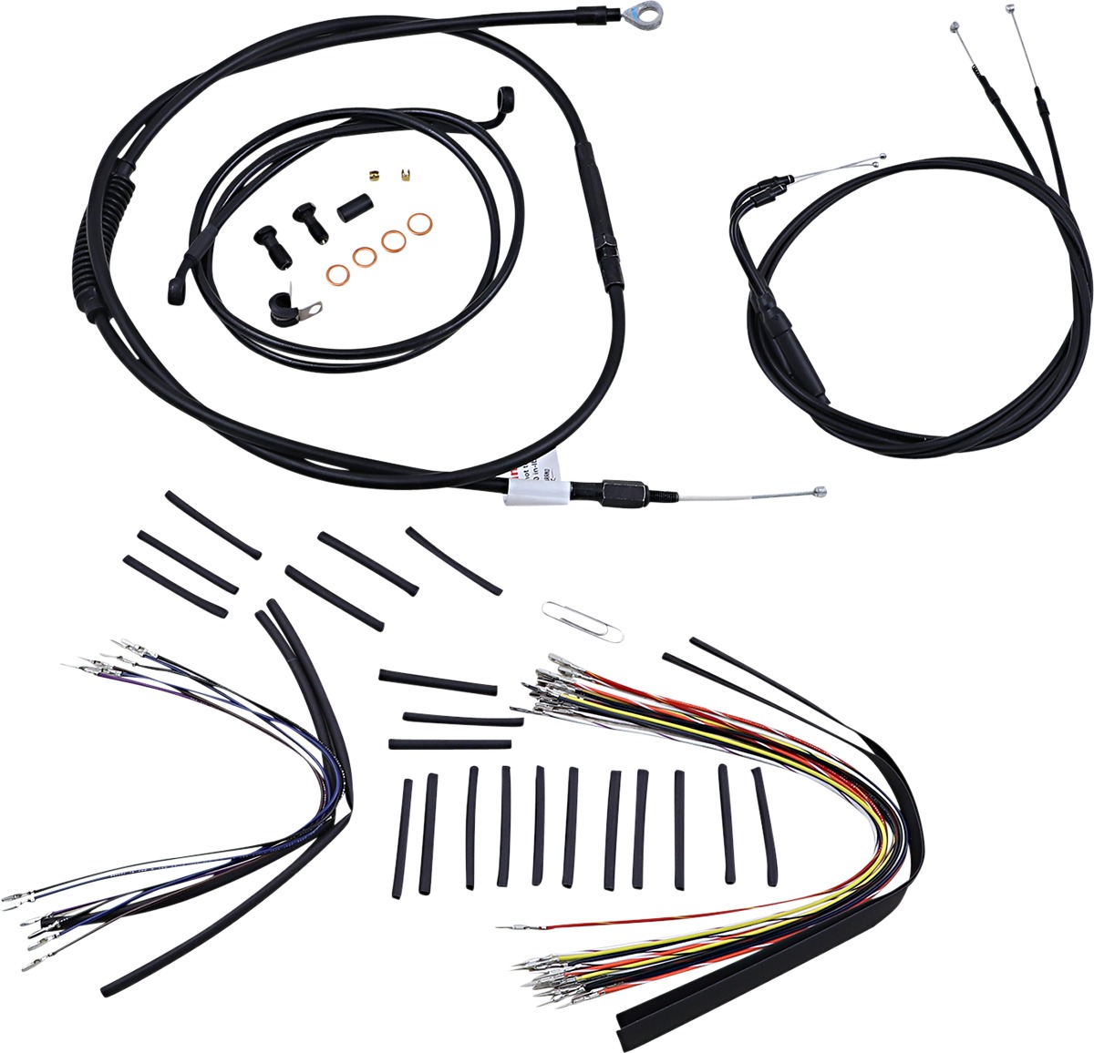 Extended Black Control Cable Kit 14" tall bars - Harley Davidson FXT - Click Image to Close