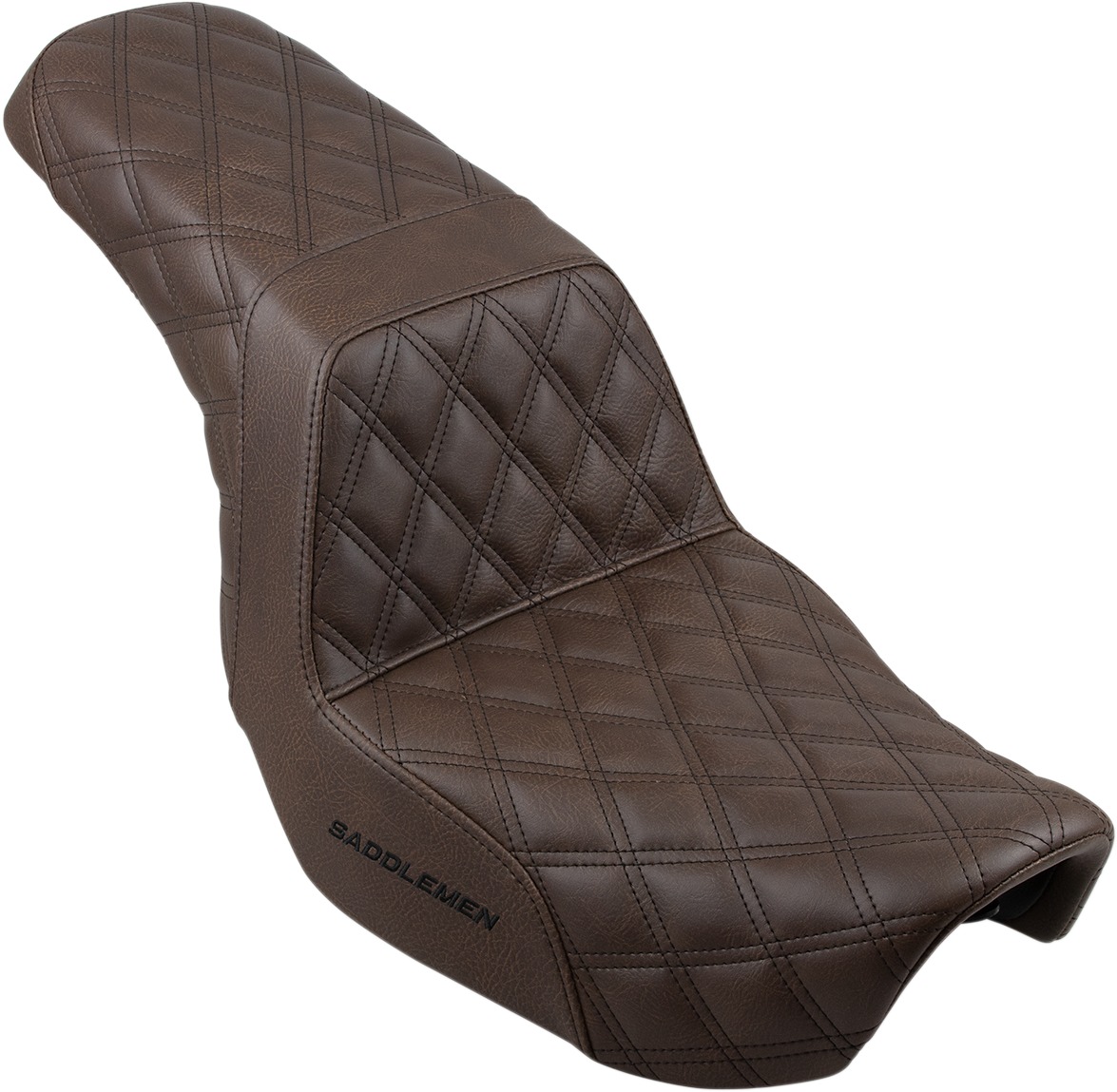 Step-Up Lattice Stitched 2-Up Seat Brown - For 06-16 Harley Dyna - Click Image to Close