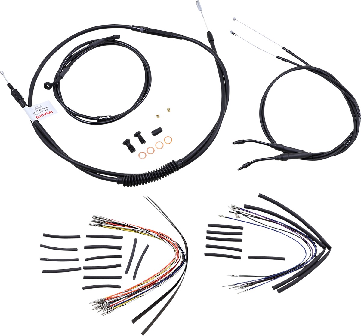 Extended Black Control Cable Kit - 14" tall bars - 2006 HD Dyna - Click Image to Close