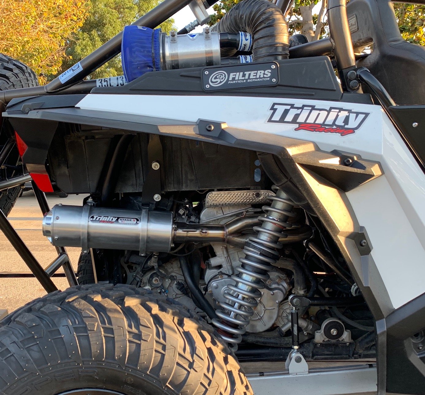 2-1 Stinger Brushed Aluminum Full Exhaust & Backplate - 14-20 RZR XP - Click Image to Close