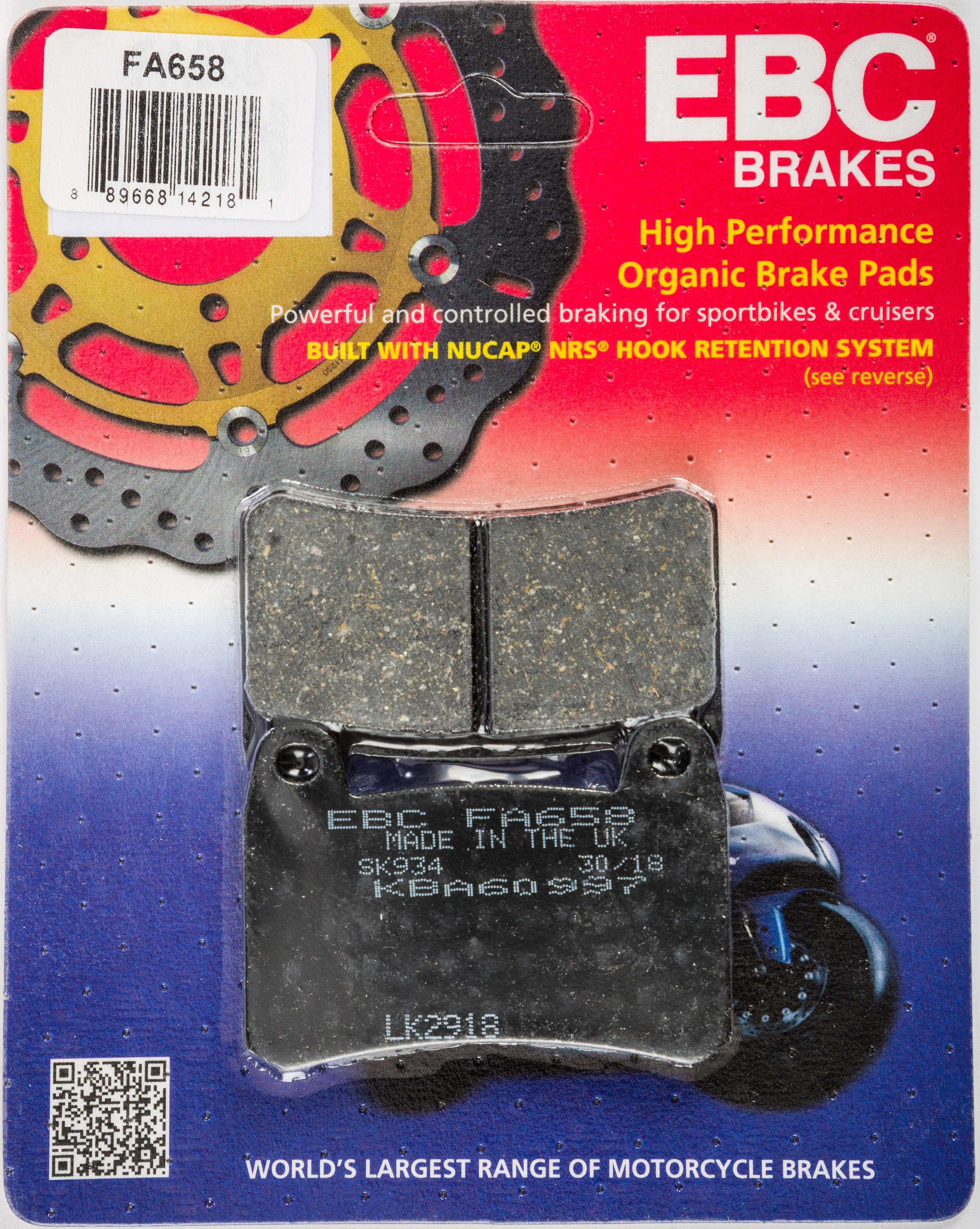 EBC FA658 Organic Brake Pads For Benelli Leoncino 125 2018-2020 - Front/Rear organic pads for Benelli Leoncino 125 18-20 - Click Image to Close