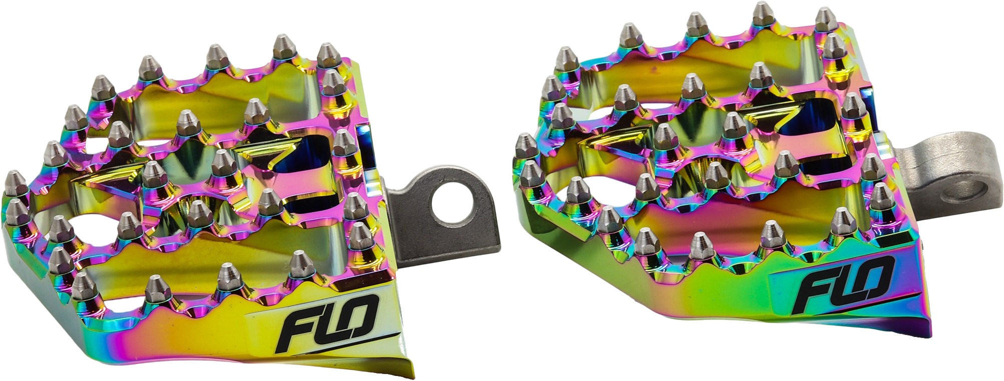 FLO Motorsports Mini Moto Boards Jet Fuel V-Twin Foot Pegs - Jet Fuel finish, wide platform, V-Twin fitment - Click Image to Close