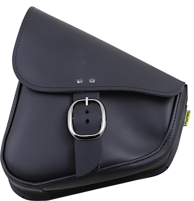 Willie & Max Black Leather Swingarm Bag w/ Black Chrome Buckle - Click Image to Close