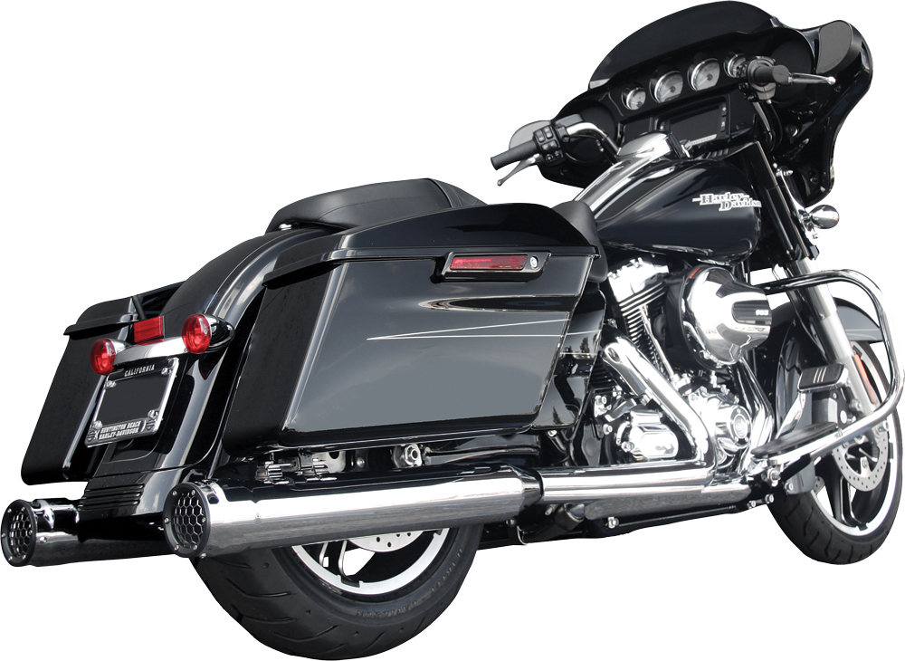 GP Touring Chrome Slip On Exhaust - For 09-15 Harley FLH FLT - Click Image to Close