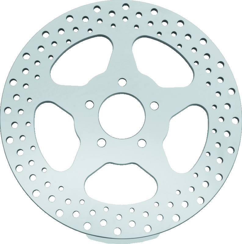 Bikers Choice 11.5in Polished Front 5-Spoke Brake Rotor For 00-17 Big Twin - Front rotor fits 00-17 Big Twin, 11.5in polished - Click Image to Close