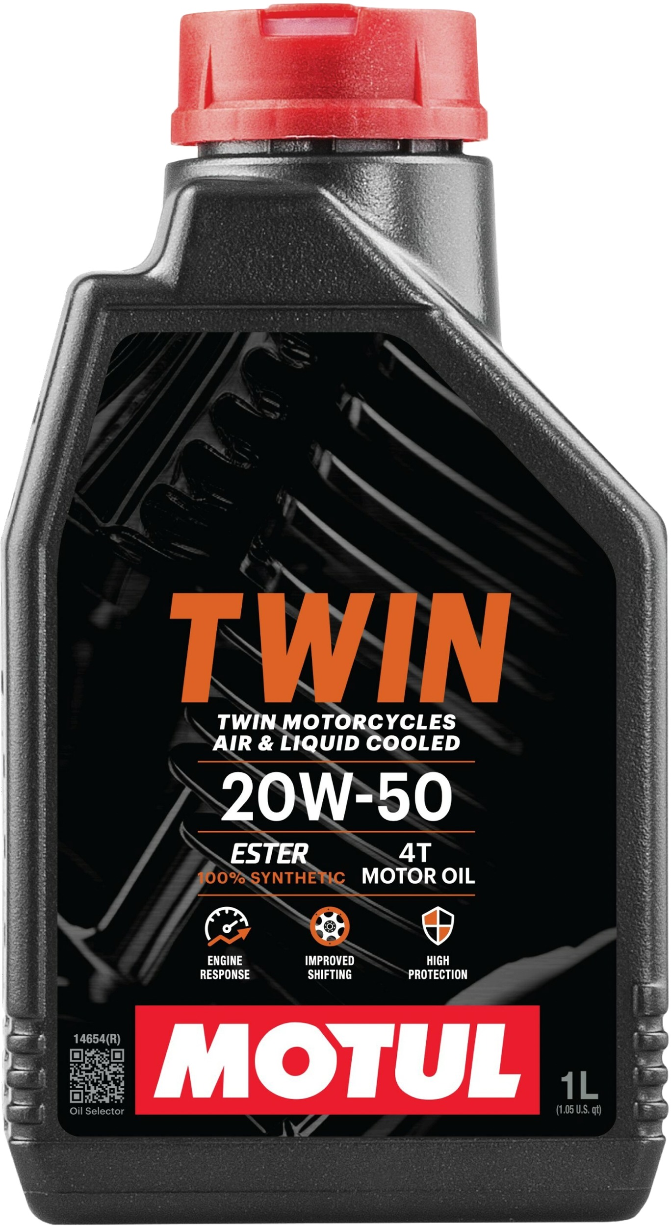 Motul Twin 4T 20W50 Full Synthetic Motorcycle Oil 1 Quart - Full synthetic 20W50 oil for V-Twins, 1 quart - Click Image to Close