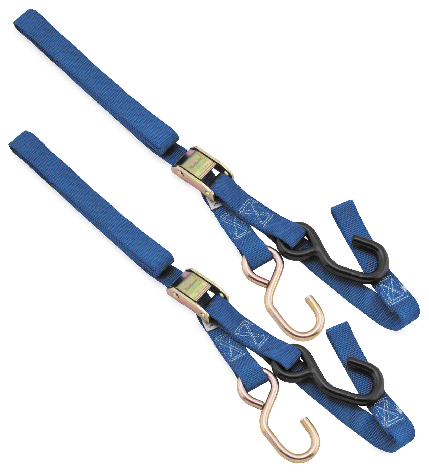 Integrated Tie Downs - Pair - 1" x 72" Integrated Soft Hook - Blue - Click Image to Close